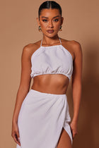 Erin Linen Halter Crop Top - White