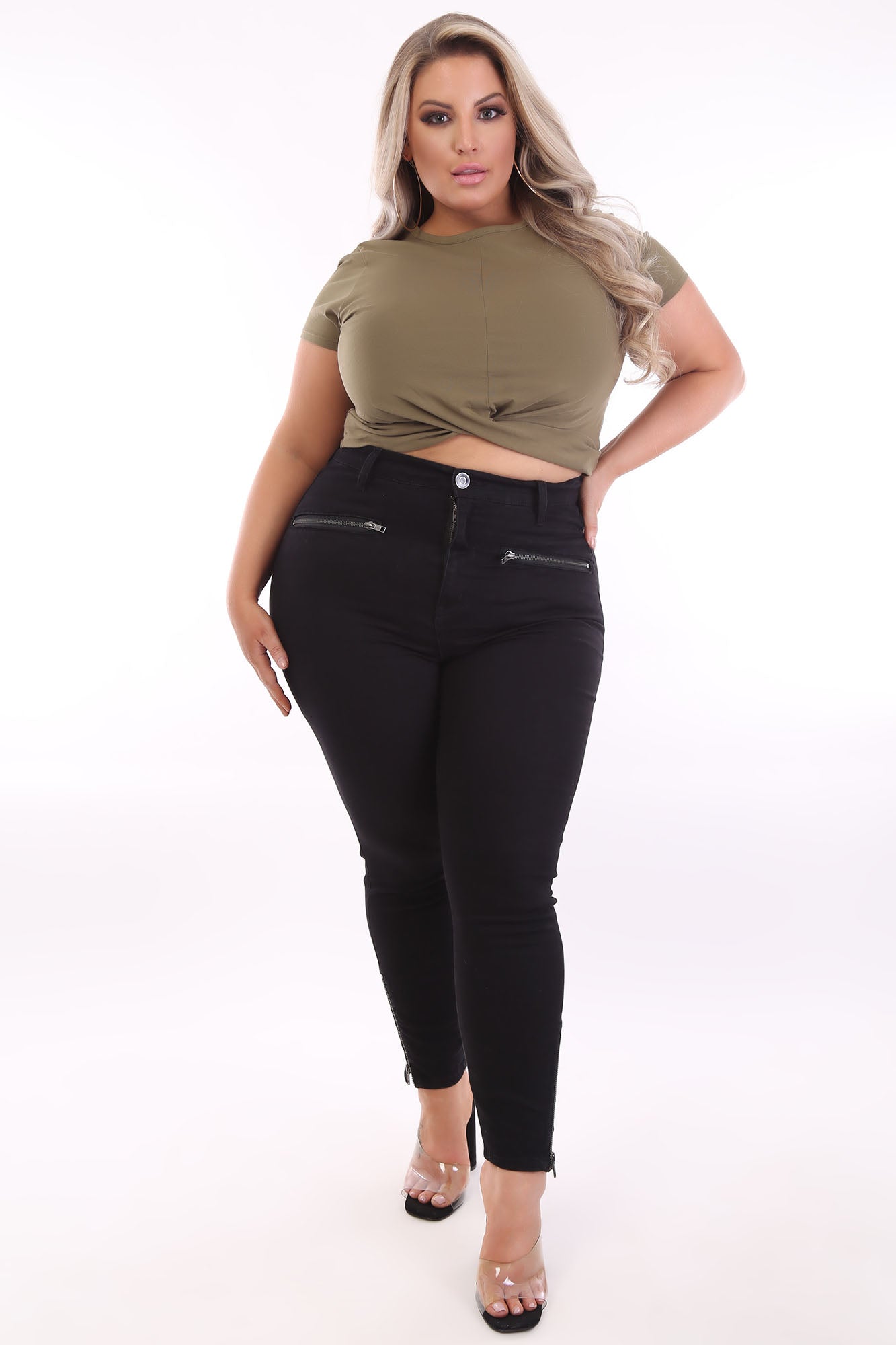 Holly Twist Front Tee - Army – Fashion Nova