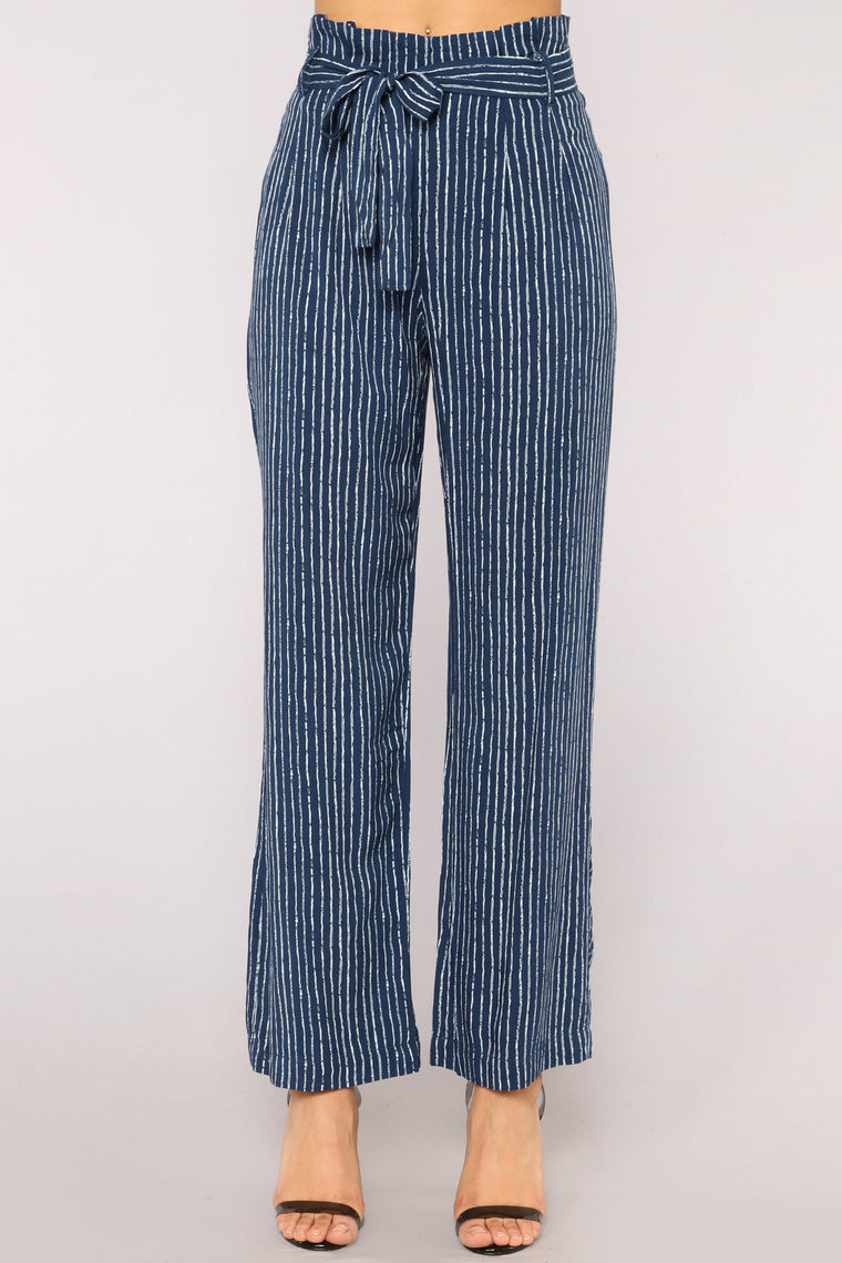 Fly Me Out Tie Waist Pants - Navy