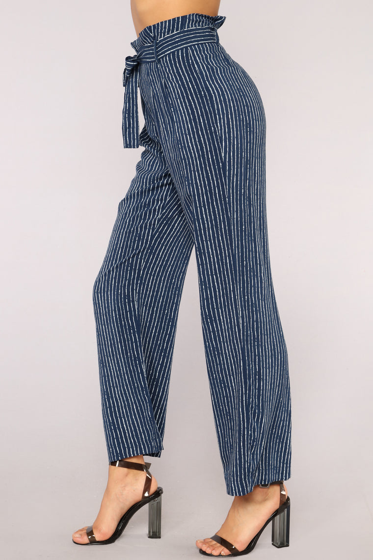 Fly Me Out Tie Waist Pants - Navy