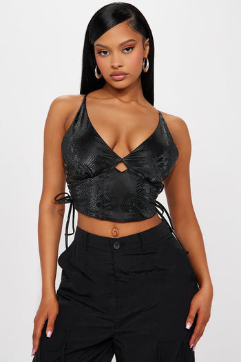 Fashion Nova Black On My Own Time Corset Top - Black Crop Top Sz Small Fits  XS