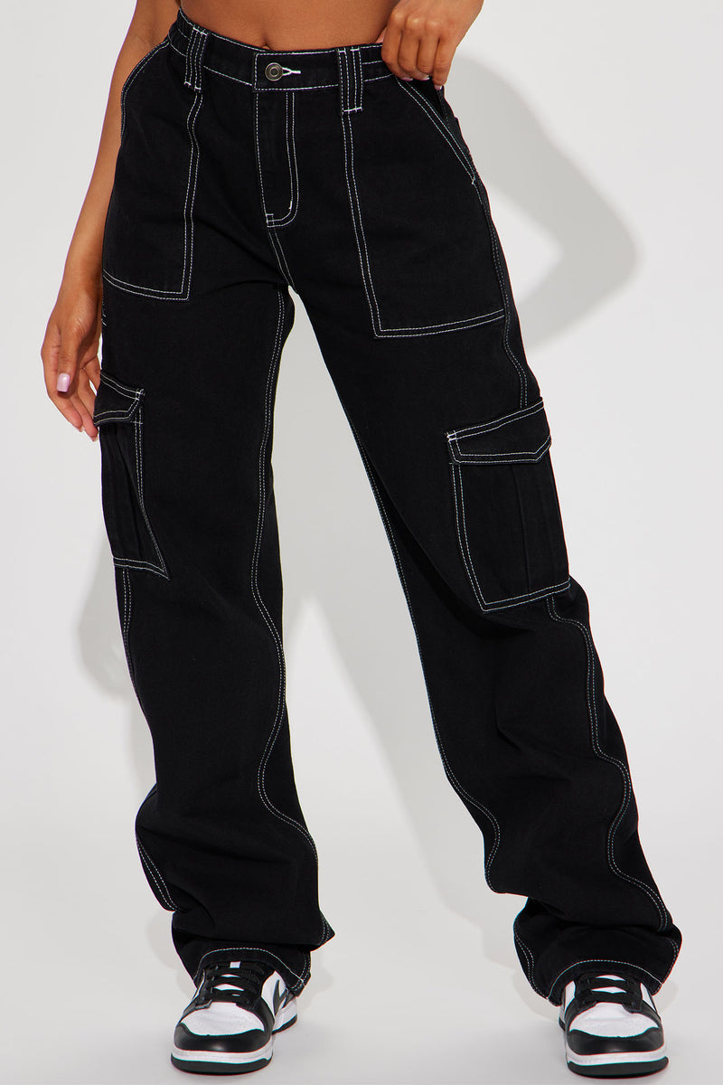 Tall Give Me A Break Cargo Carpenter Jeans - Black | Fashion Nova ...