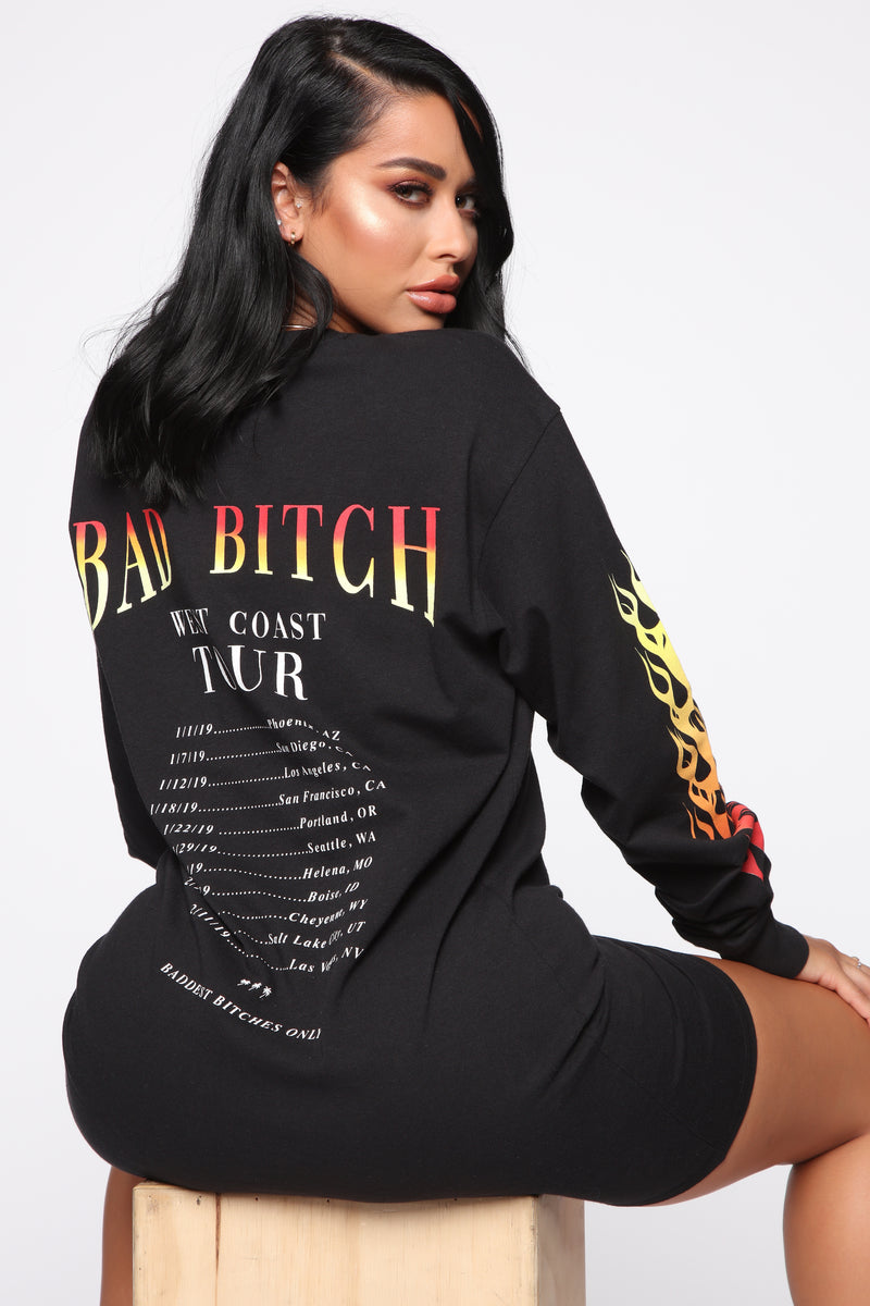 Bad Bitch Tour T Shirt Dress Black Dresses Fashion Nova