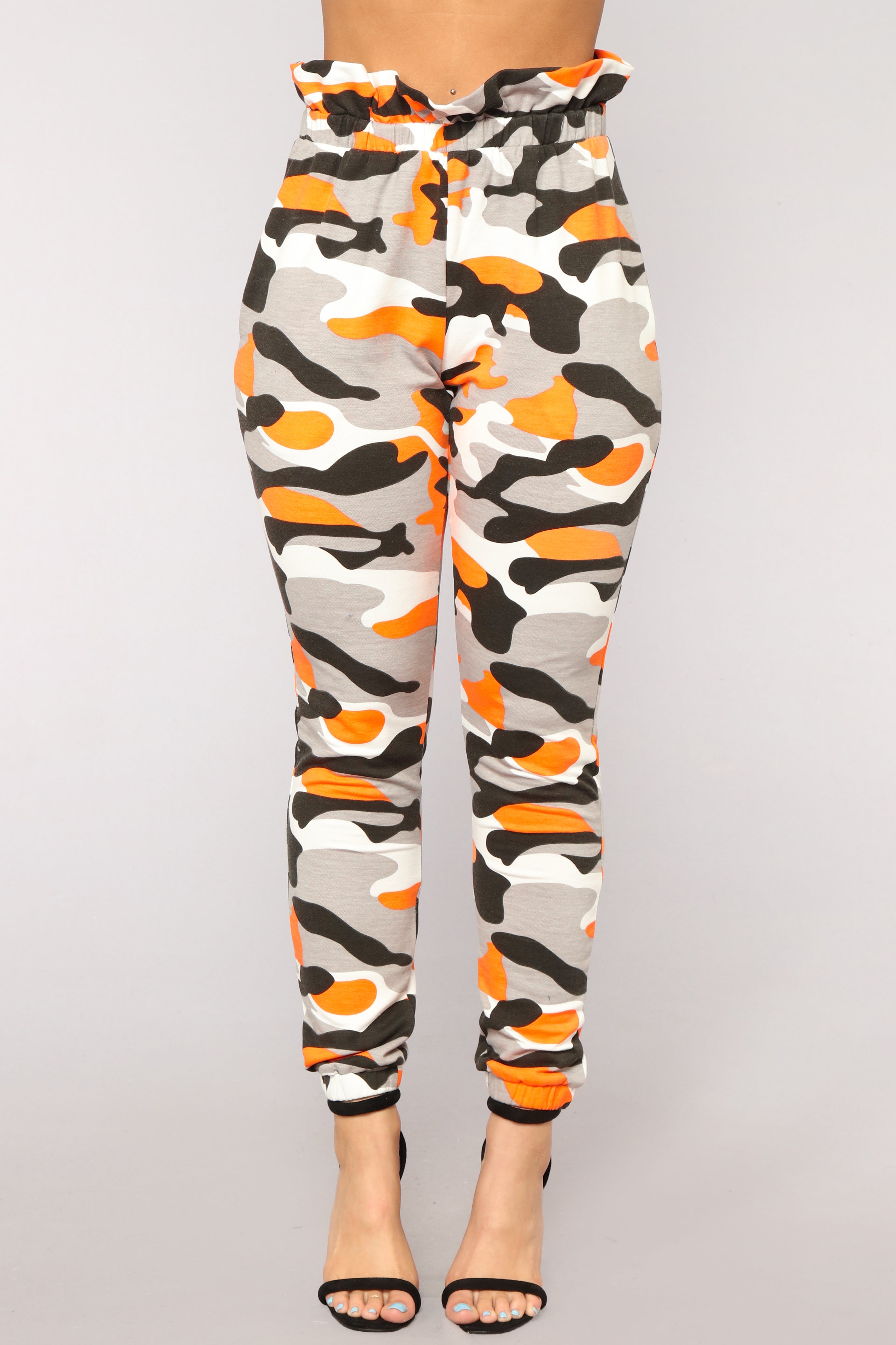 camo joggers orange