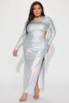 Feeling Electric Metallic Maxi Dress - Silver