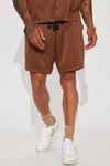 Fix Your Face Satin Shorts - Chocolate