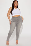 Beacon Booty Lifting Ripped High Rise Stretch Skinny Jeans - Grey