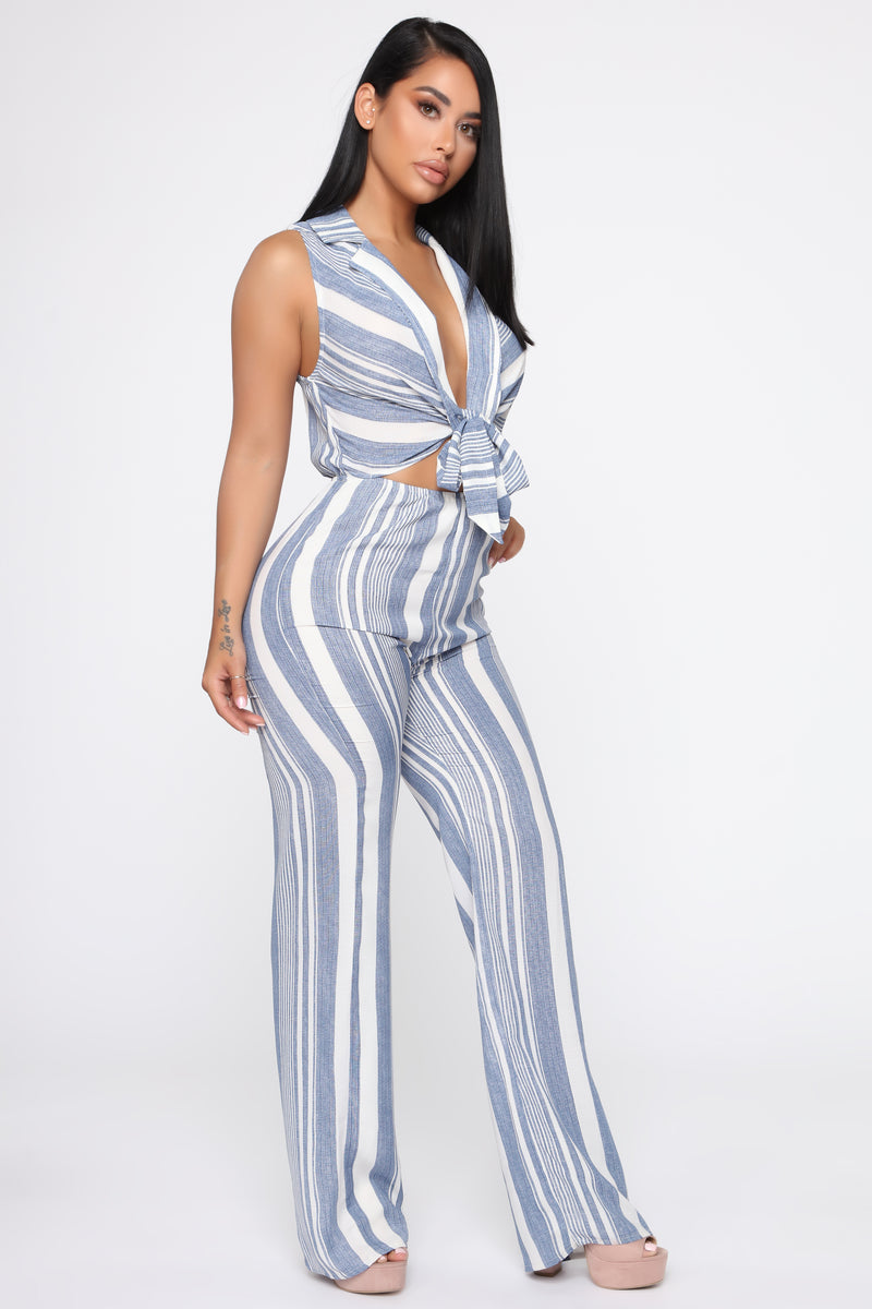 Tie It Together Stripe Jumpsuit - Denim Blue | Fashion Nova, Jumpsuits ...