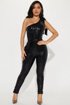 Born To Shine Sequin Jumpsuit - Black