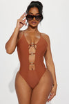 Gabriela Cut Out 1 Piece Swimsuit - Chocolate