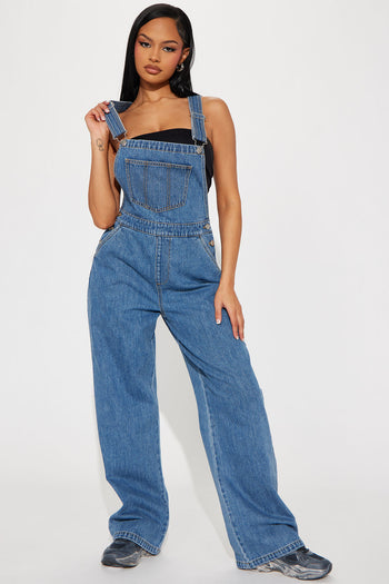 Structured Washed Denim Overalls - Luxury Pants - Ready to Wear, Women  1A9AXL