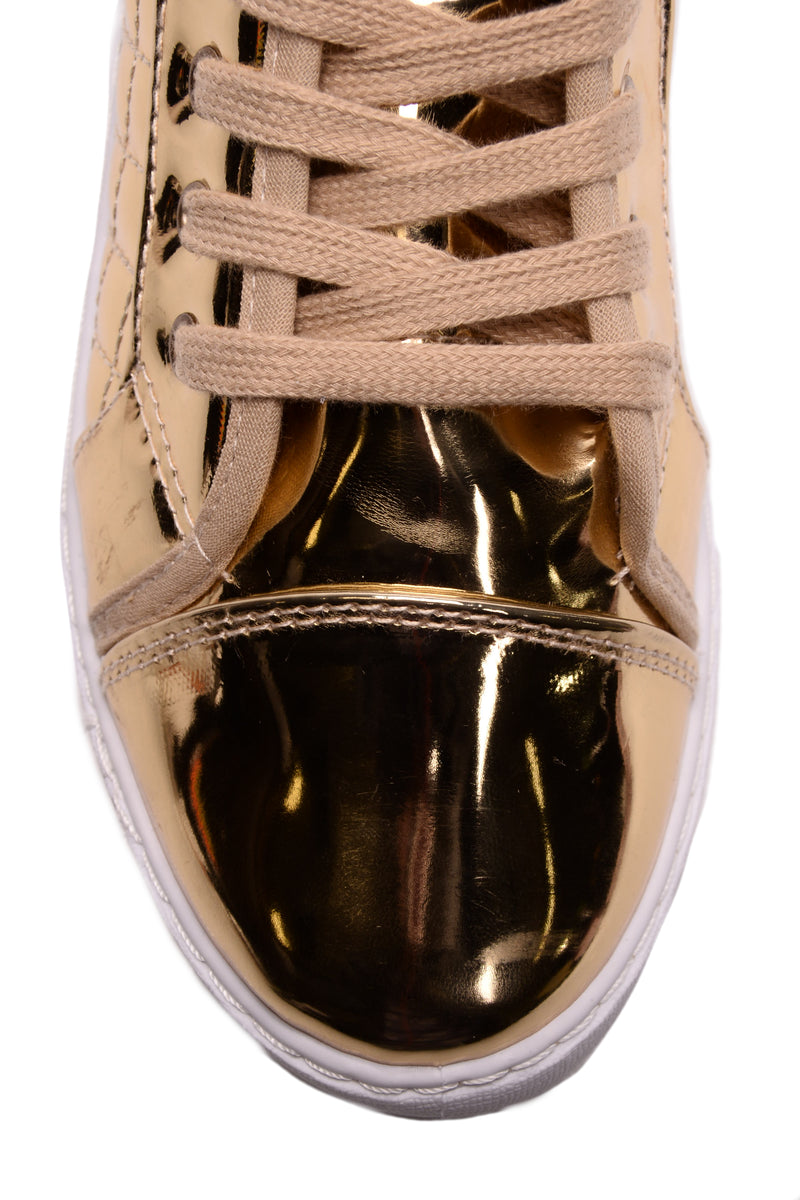 Quilt An Empire Sneaker - Gold | Fashion Nova, Shoes | Fashion Nova