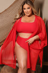 Maui Mix And Match Mesh Cover Up Kimono - Red