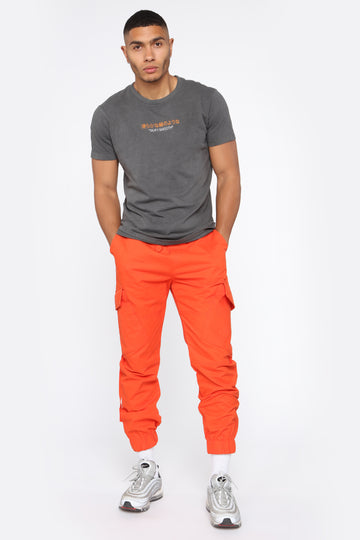 orange cargo pants mens