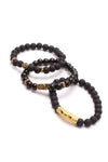 Cross Faded 3 Piece Bracelet Set - Black/Gold