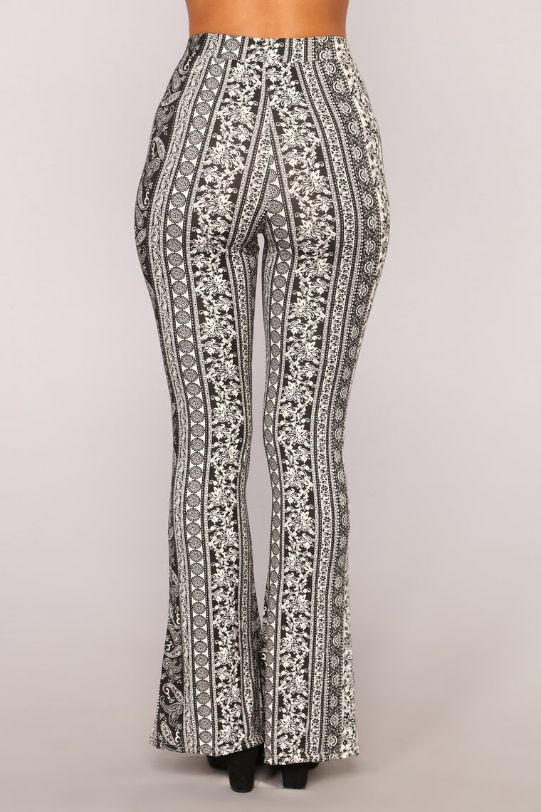 flare pants black and white