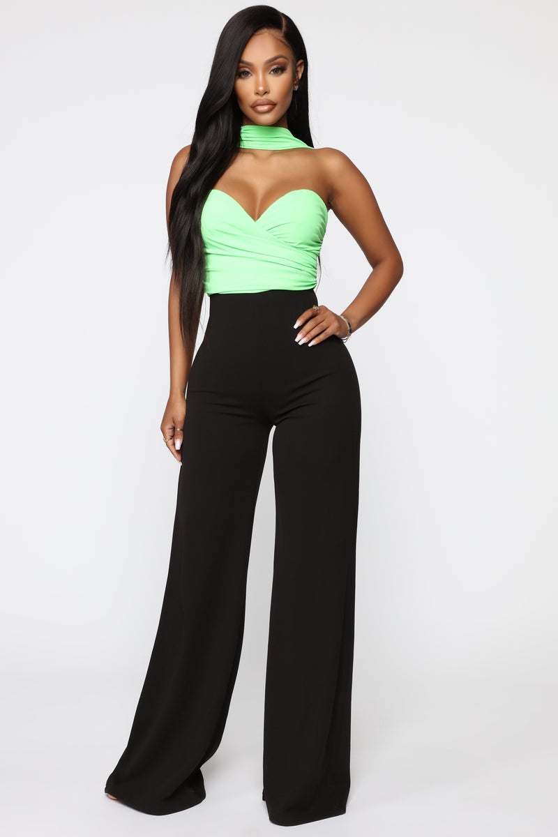 Cool And Composed Jumpsuit - Green/Black, Jumpsuits | Fashion Nova
