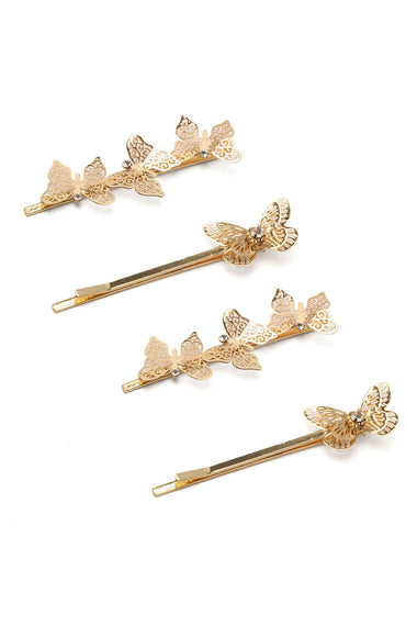Fly And Be Free Butterfly Barrette Set - Gold – Fashion Nova