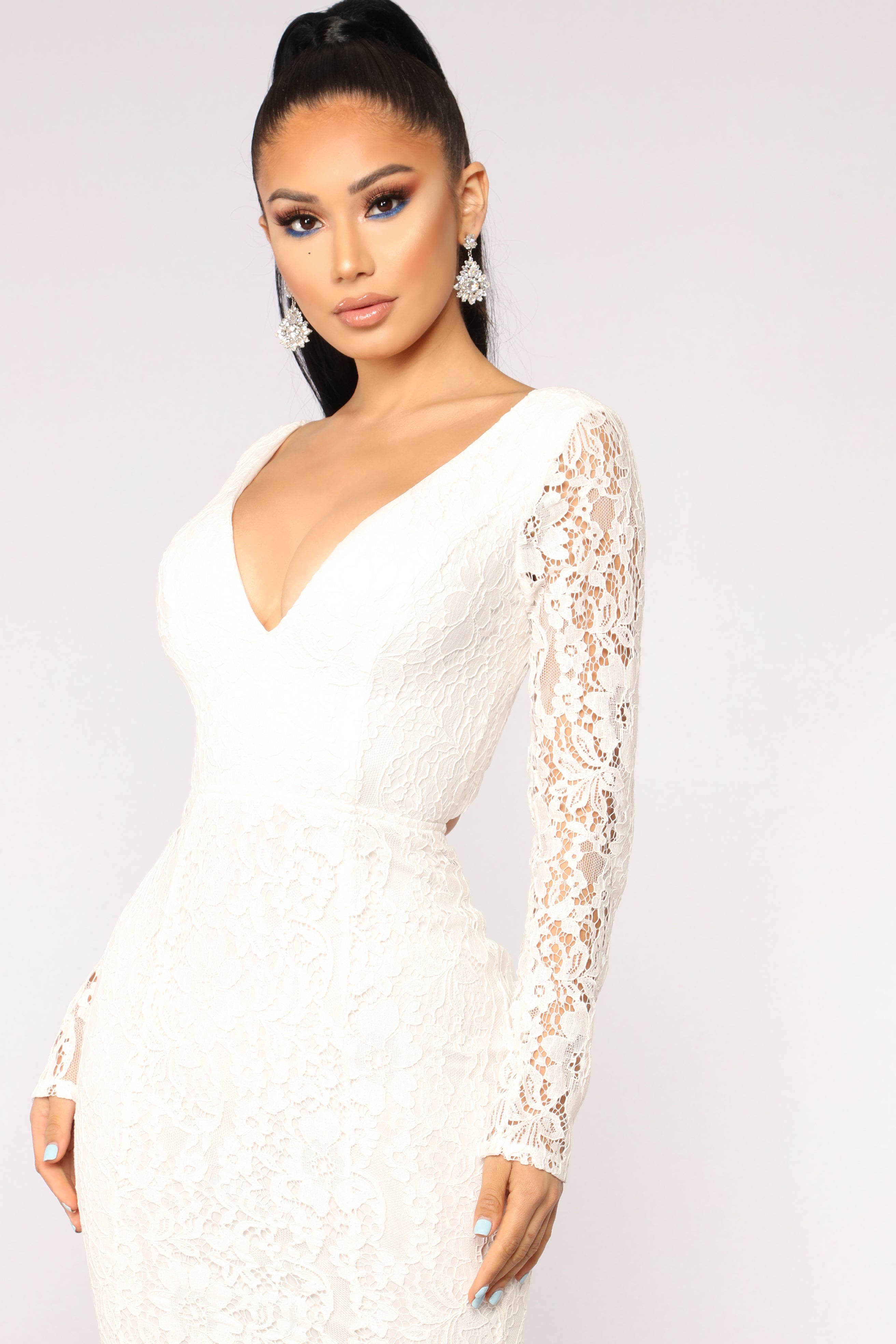 white lace dress fashion nova