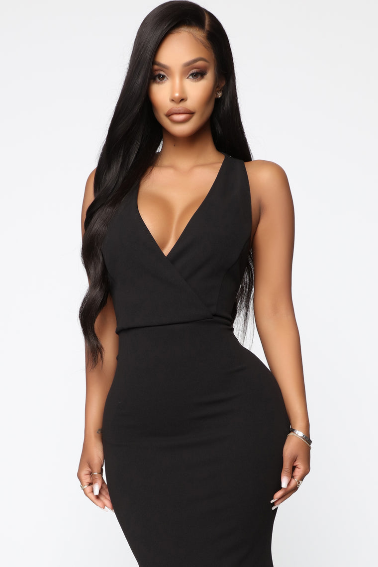 fashion nova black long dress