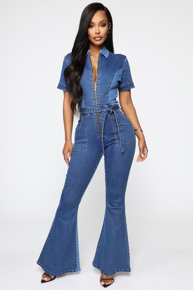 denim jumpsuit fashion nova