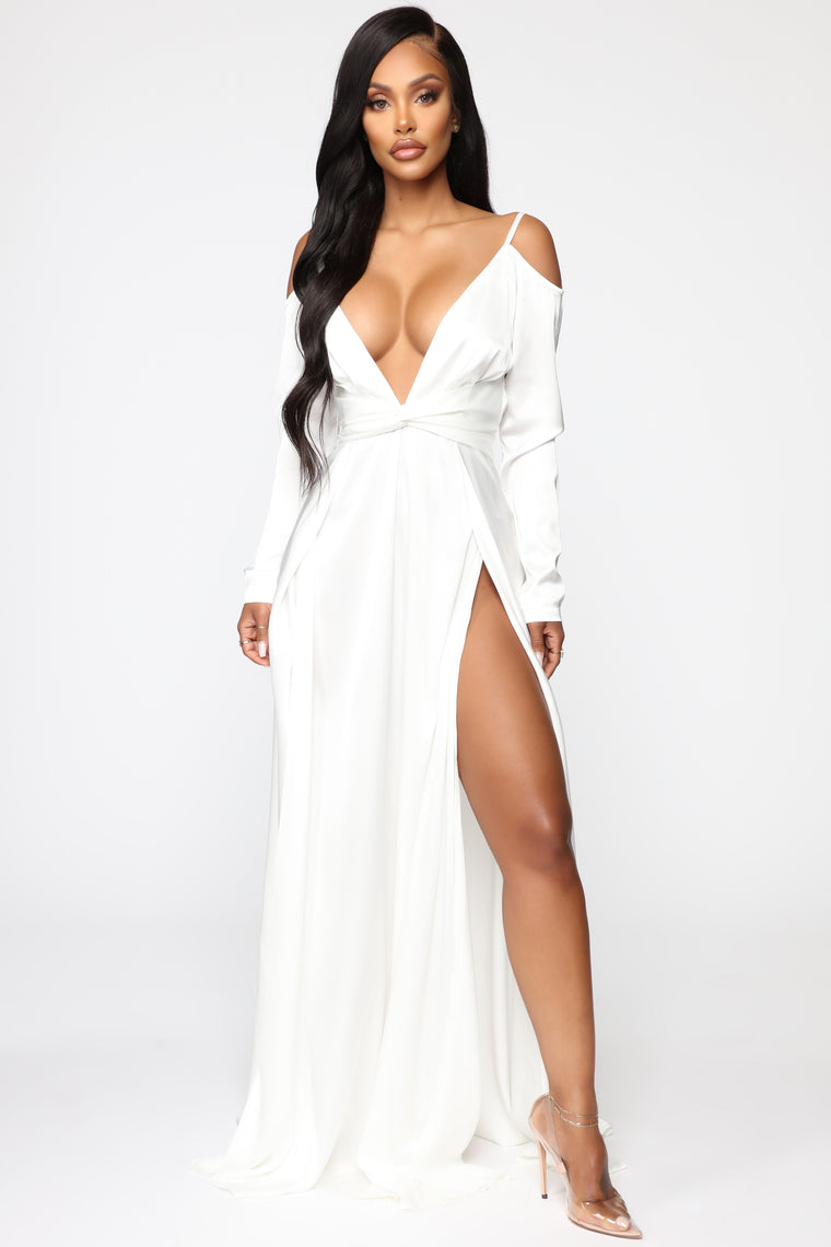 fashion nova white long dress