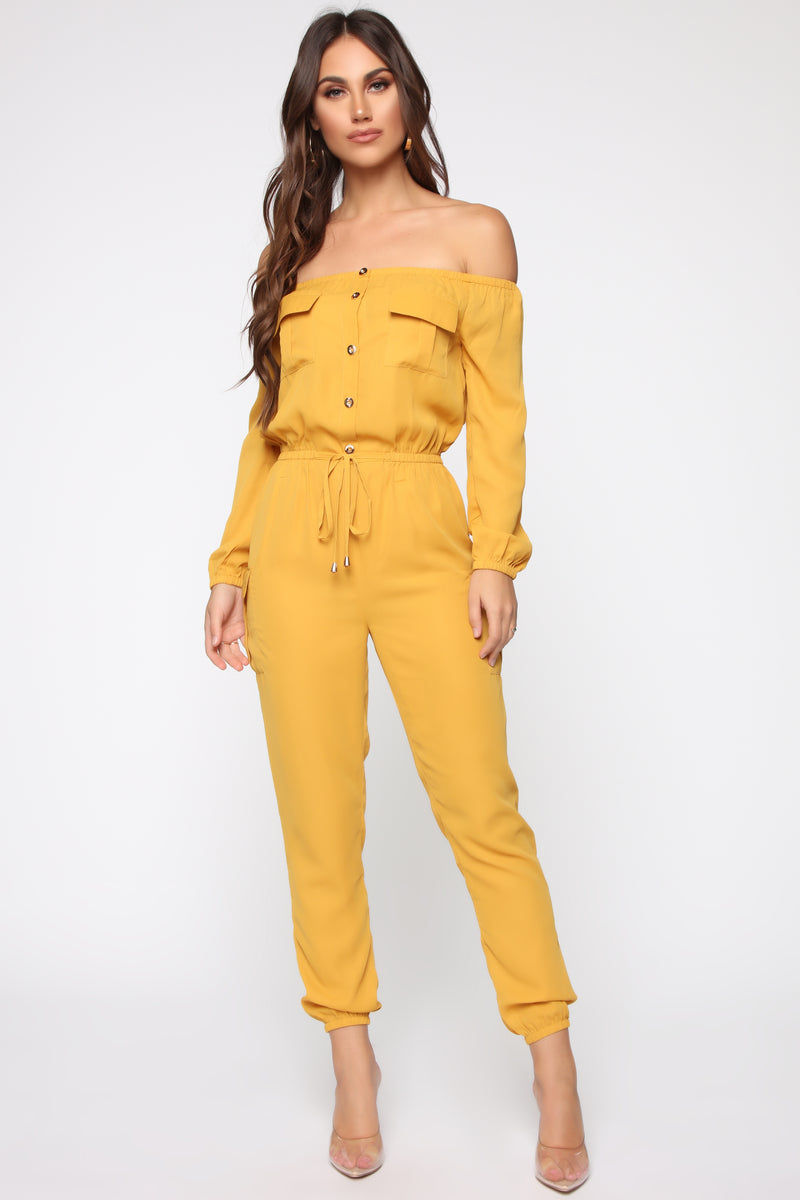 Jump For An Adventure Jogger Jumpsuit - Mustard | Fashion Nova ...