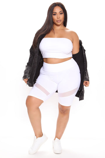 plus size white biker shorts