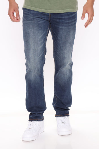 Through It Ripped Skinny Flared Jeans - Vintage Blue Wash