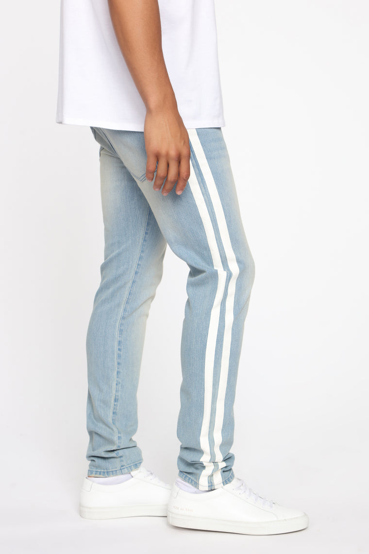 light blue striped jeans