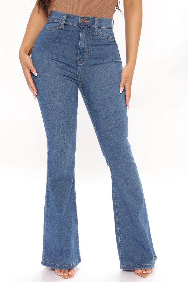 Petite Deep In My Soul Flare Jeans - Medium Blue Wash | Fashion Nova ...