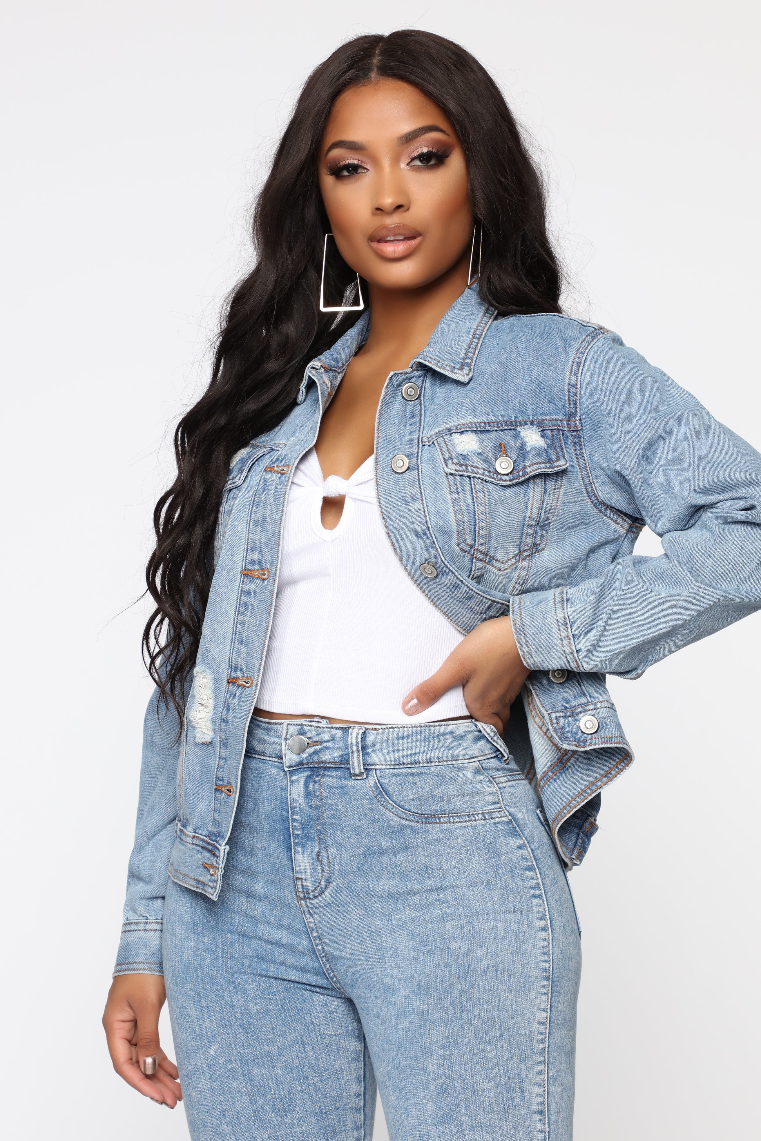 Girlfriend Denim Jacket - Medium Wash – Fashion Nova