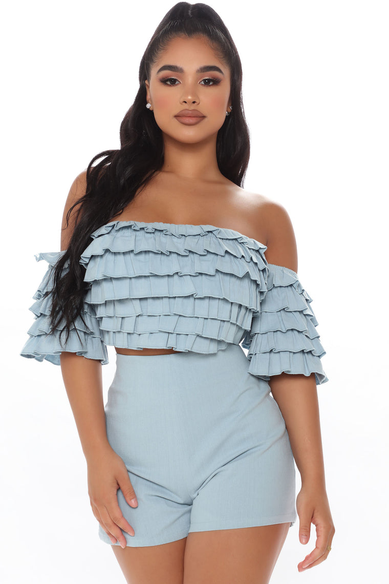 ruffle short set