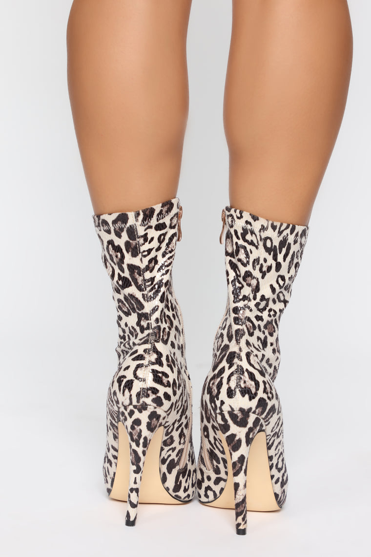 Shadows Booties - White Leopard, Shoes 