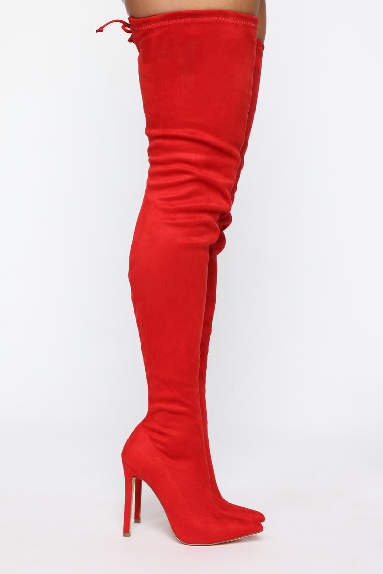 Vicky Over The Knee Boot - Red, Shoes 