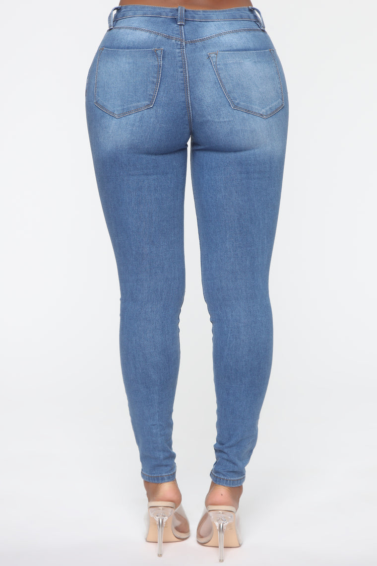 No Muffin Top Ankle Jeans - Medium Blue Wash - Skinny Jeans - Fashion Nova