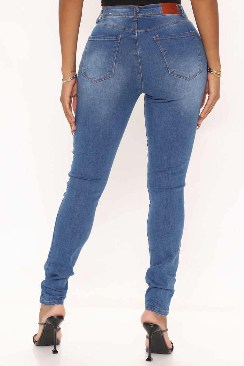 Jalen Distressed Mid Rise Skinny Jeans - Medium Blue Wash | Fashion ...