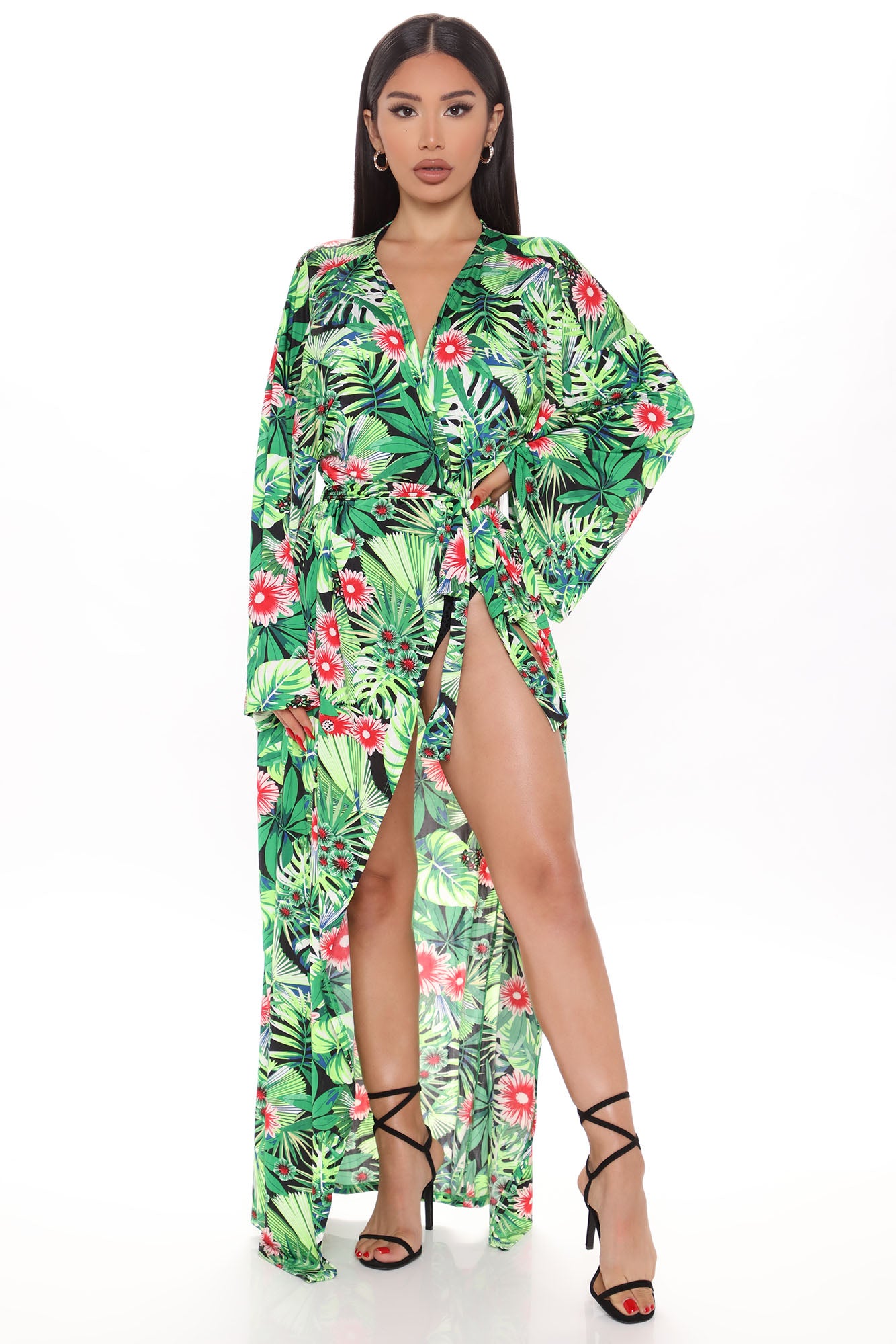 Tropical Summer Swim Cover Up Kimono - Green/combo – Fashion Nova