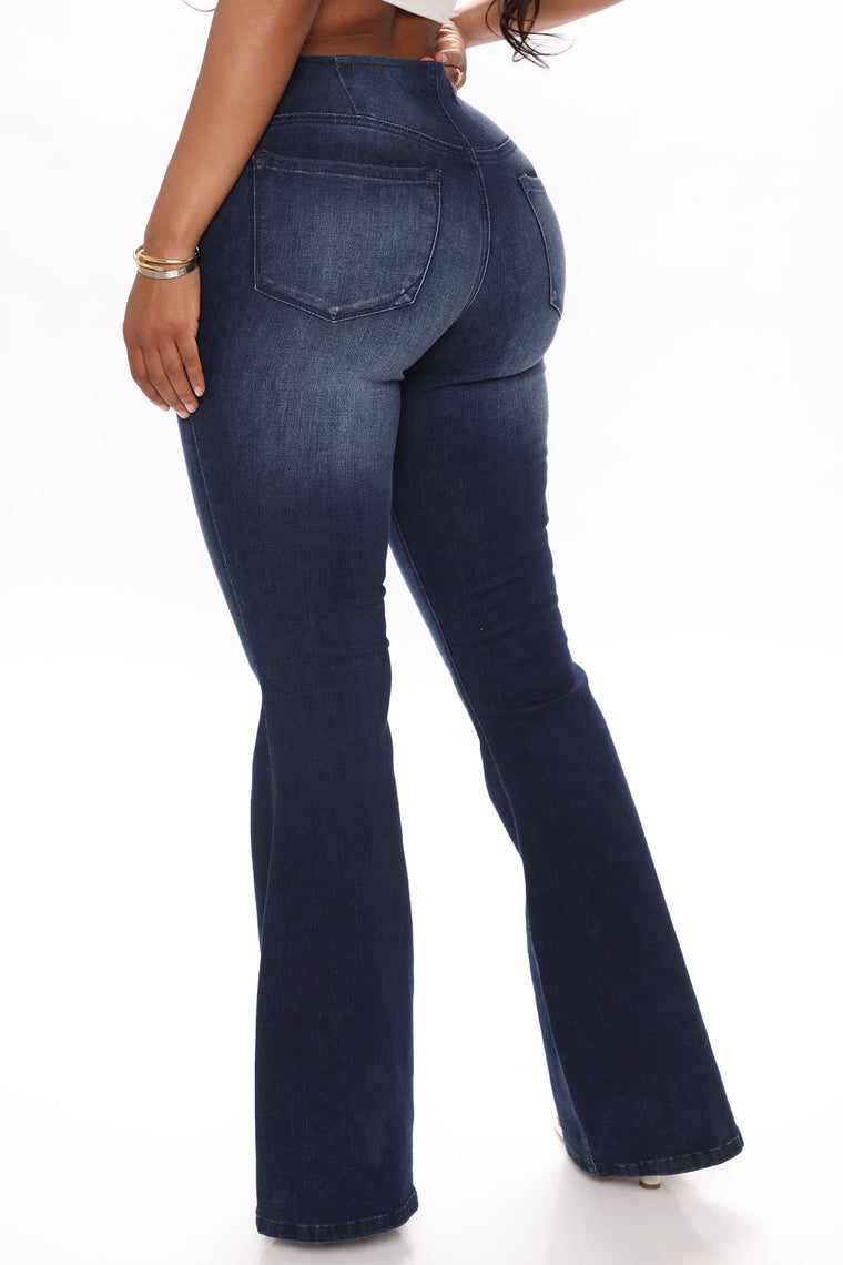 pull up flare jeans