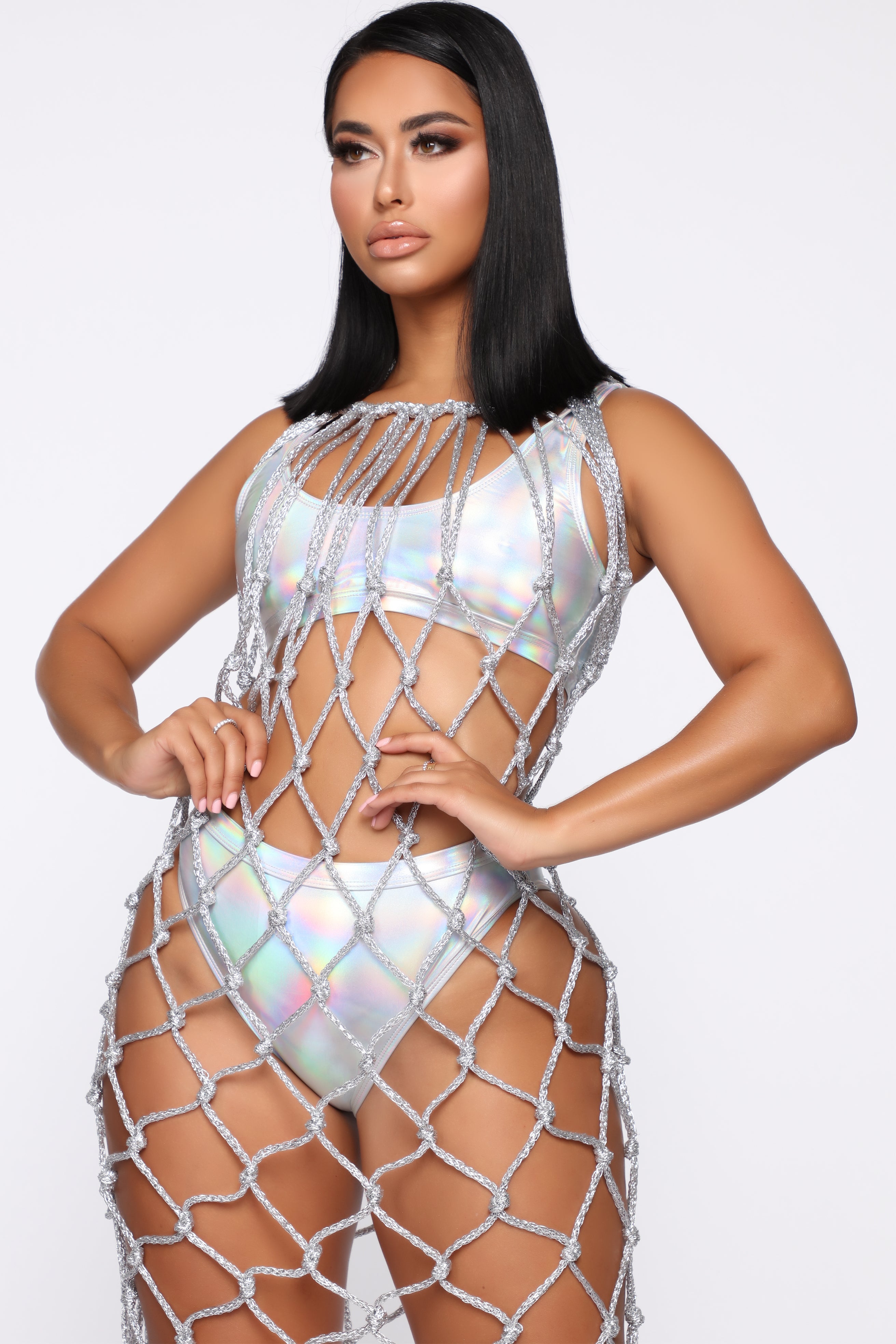 metallic swim cover up