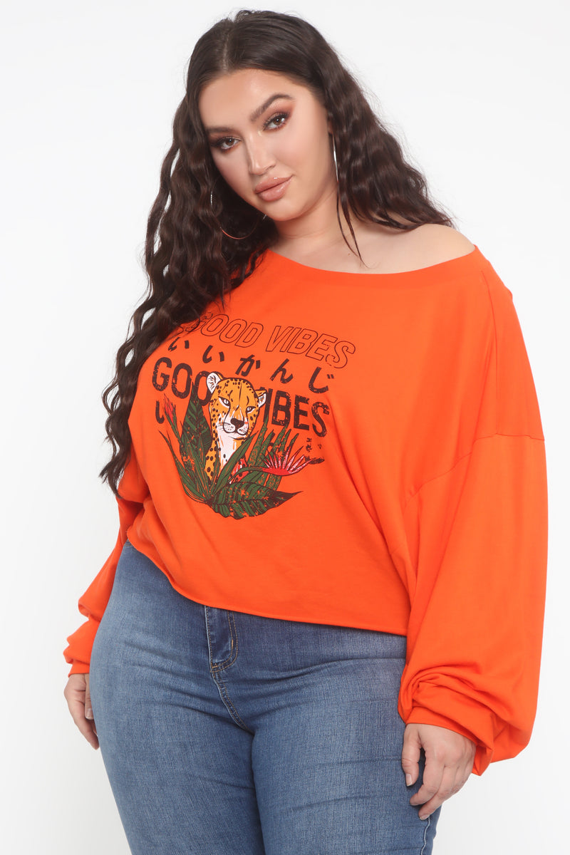 Good Vibes Only Long Sleeve Tee - Orange | Fashion Nova, Graphic Tees ...