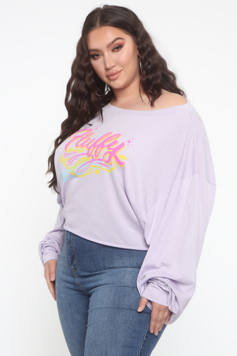 Call Me Fluffy Long Sleeve Tee - Lavender/Combo | Fashion Nova, Graphic ...