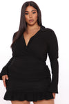 Doing Big Things Ruched Mini Dress - Black