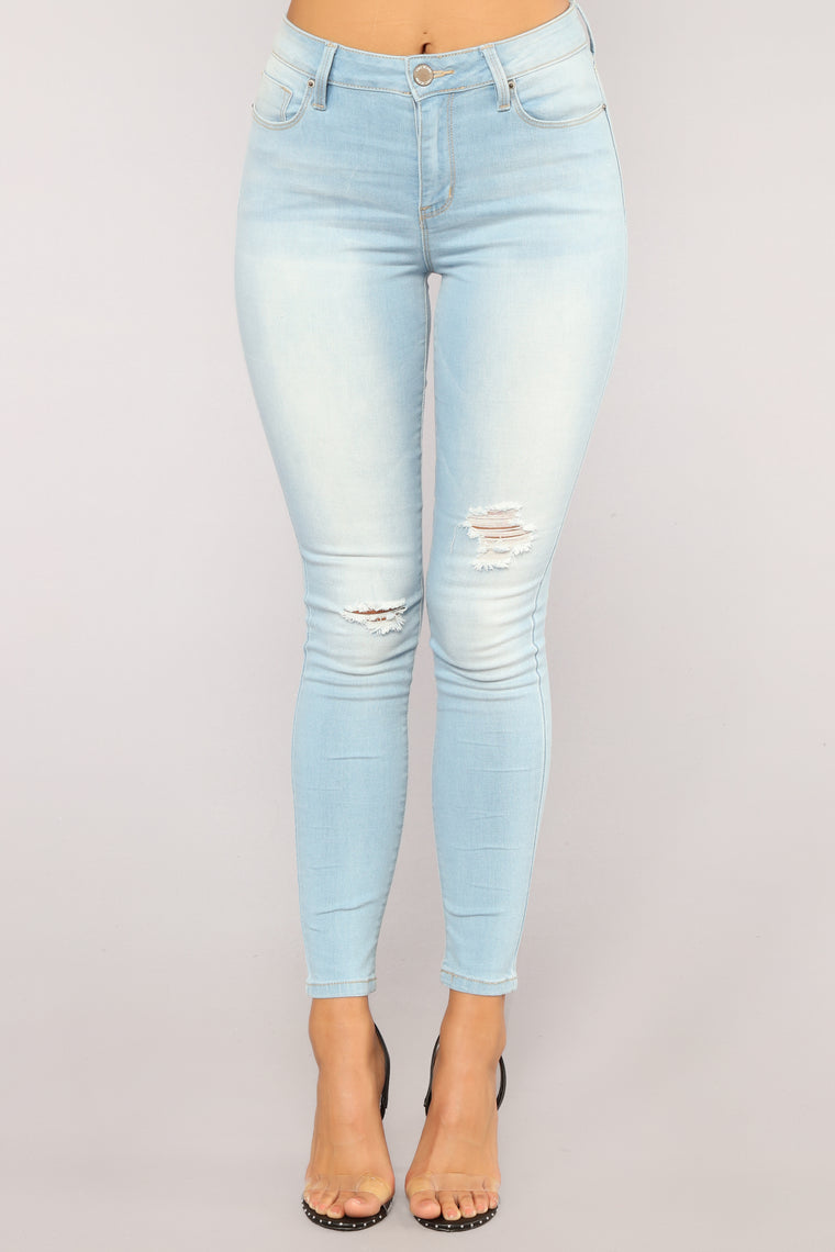 No Muffin Top Ankle Jeans - Light Blue Wash