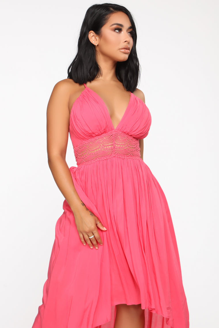 coral dress fashion nova