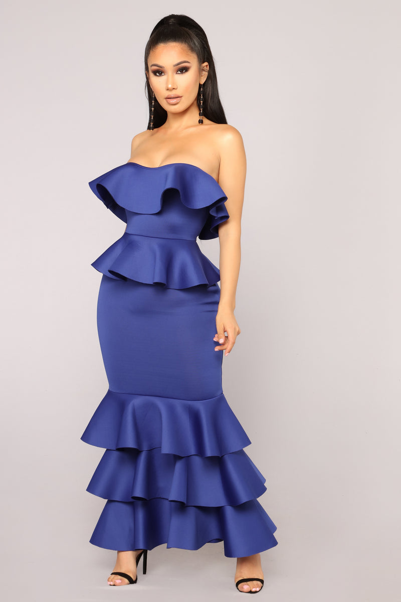 Who Is She Tiered Dress - Royal | Fashion Nova, Luxe | Fashion Nova