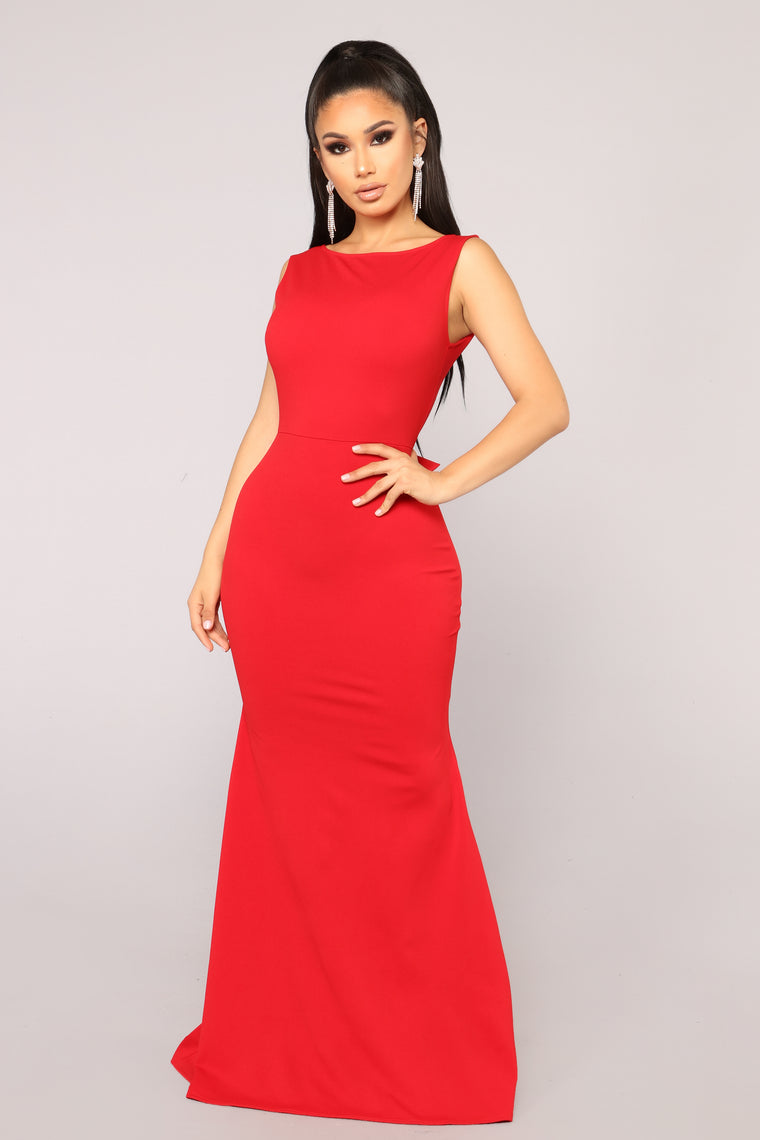 fashion nova red ruffle dress