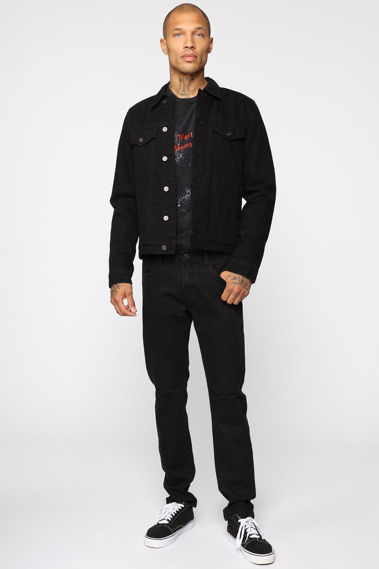 Zebra Lined Denim Jacket - Black/combo - Mens Denim Jackets - Fashion Nova