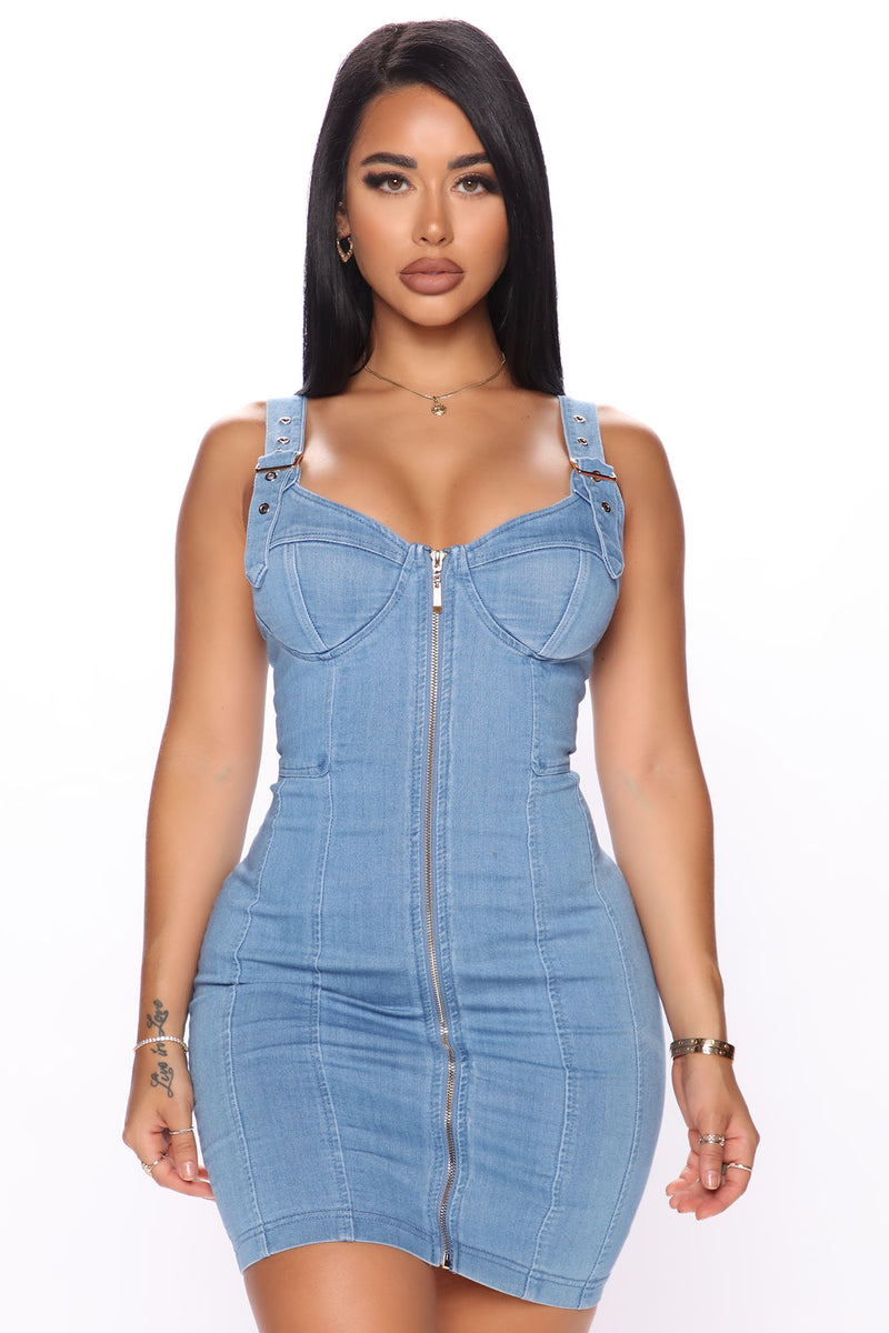 By Any Means Denim Mini Dress - Medium Wash | Fashion Nova, Dresses ...