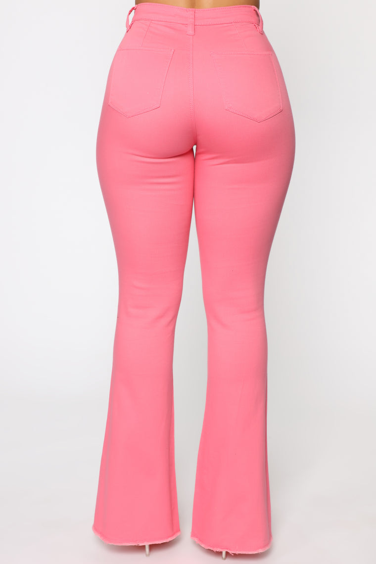 Valentina High Rise Flare Jeans - Coral – Fashion Nova
